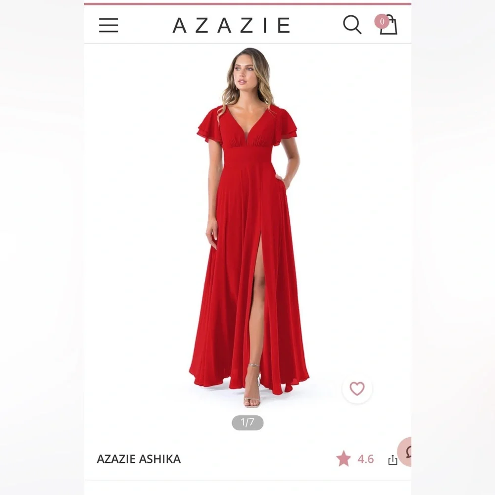 Azazie Ashika Red Dress - Picture 2 of 7